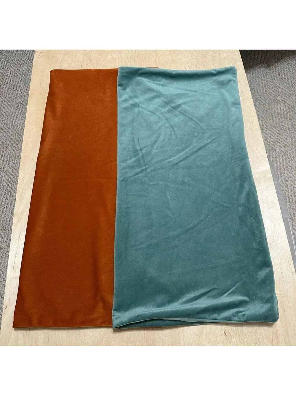 Monday Moose Set Of Two Velvet Pillow Case Burnt Orange Teal 25x25